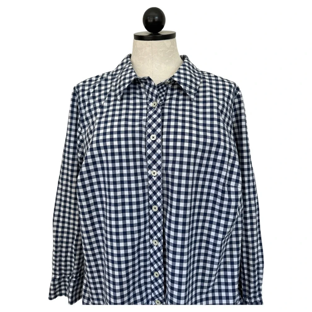 Talbots Women's Check Plaid Gingham Button Down Shirt Long Sleeve Size 1X - Picture 4 of 13